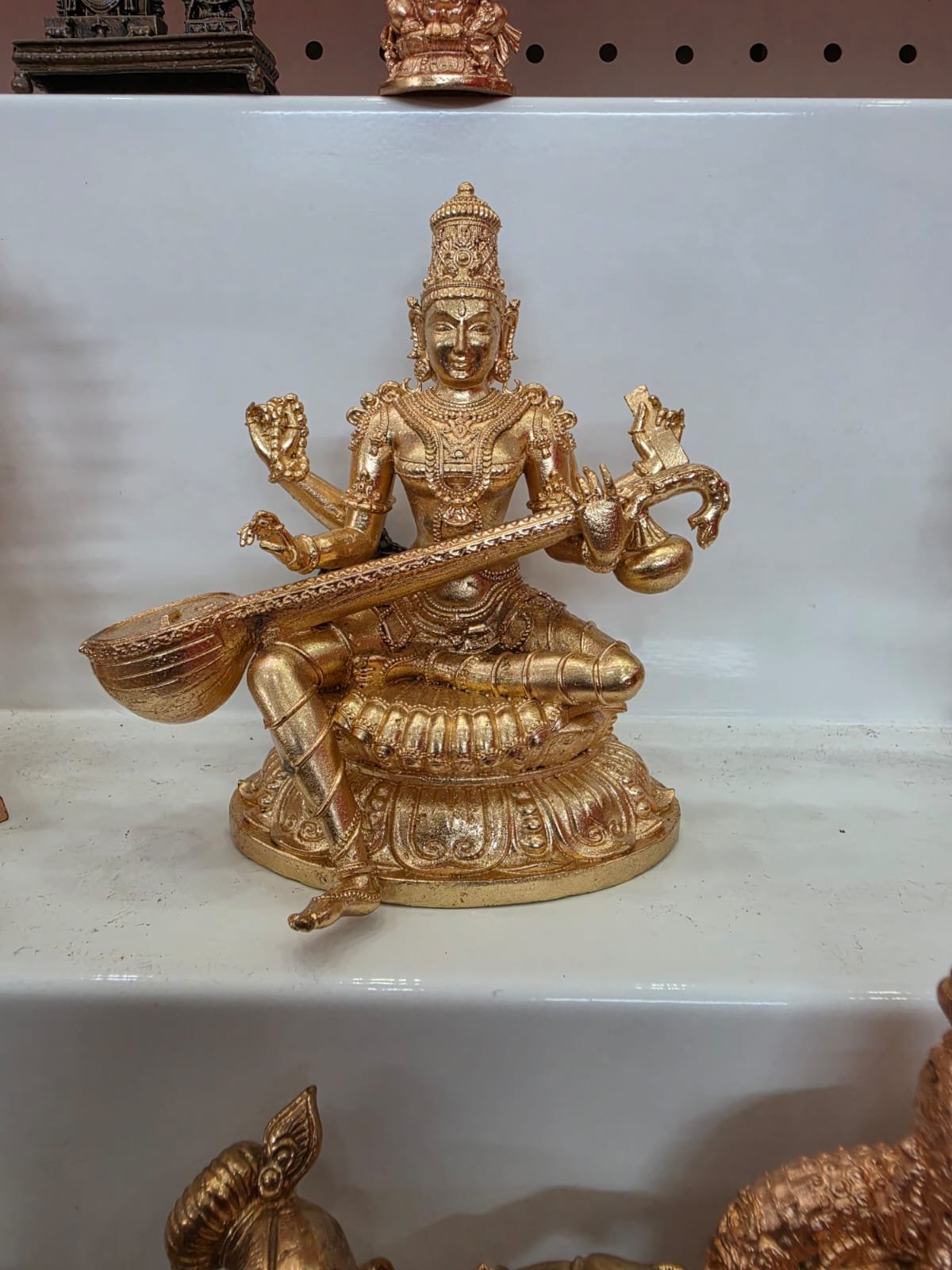 Goddess Saraswati Playing Veena Idol